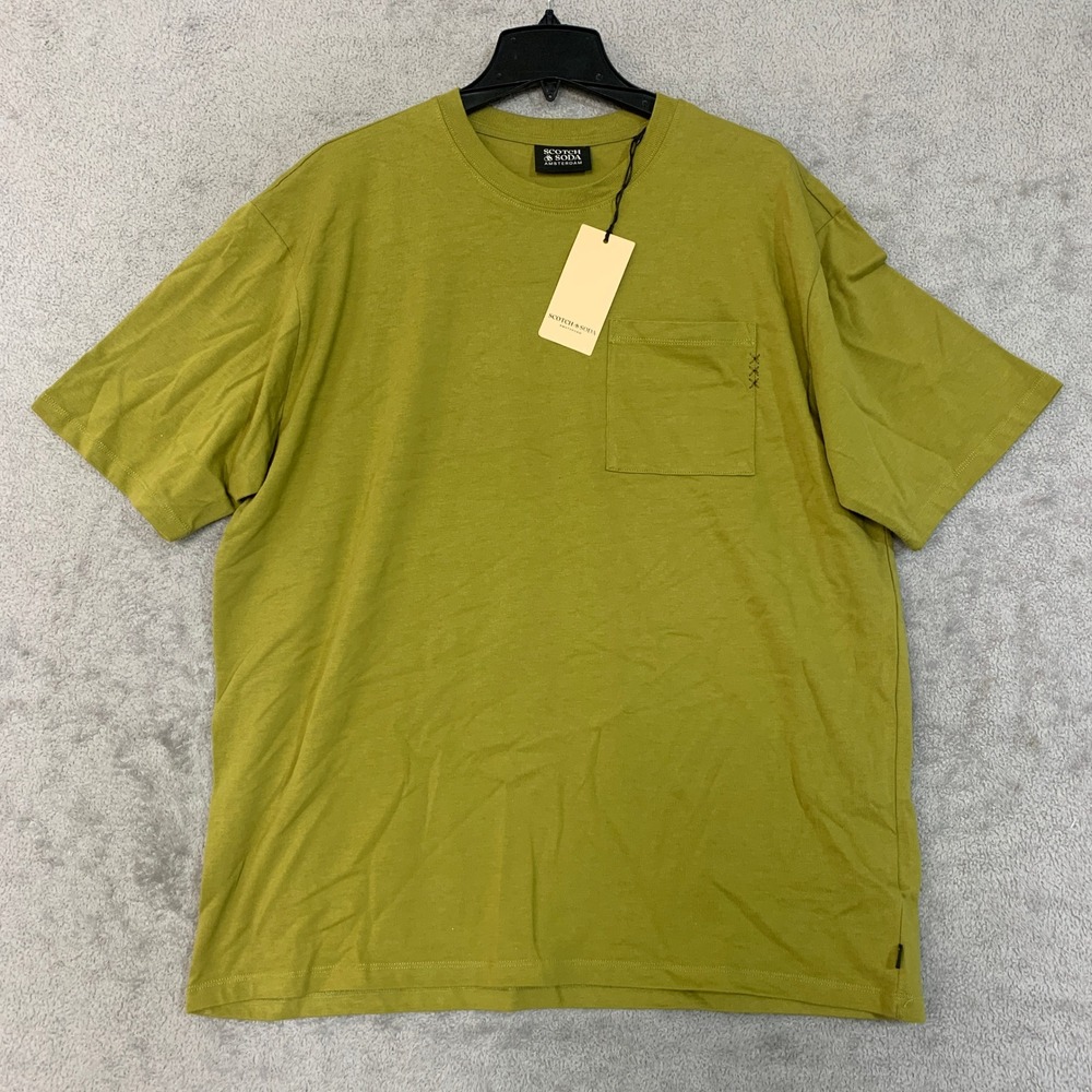 NWT Scotch & Soda Pocket T-Shirt Men's Large Olive Green 100% Organic Cotton